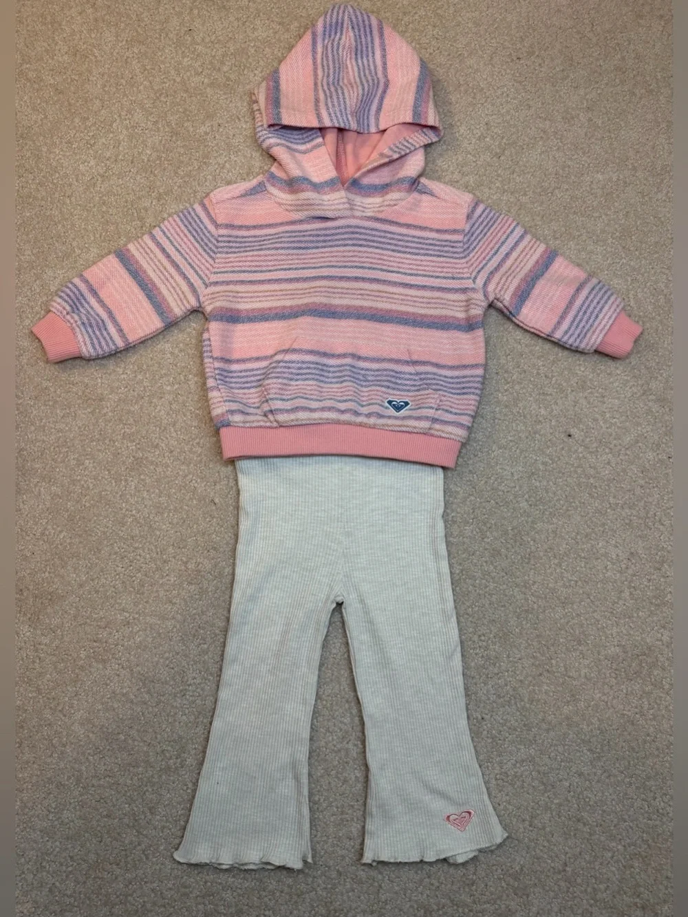 Roxy French Terry Pullover & Ribbed Wide Leg Pants Matching Set